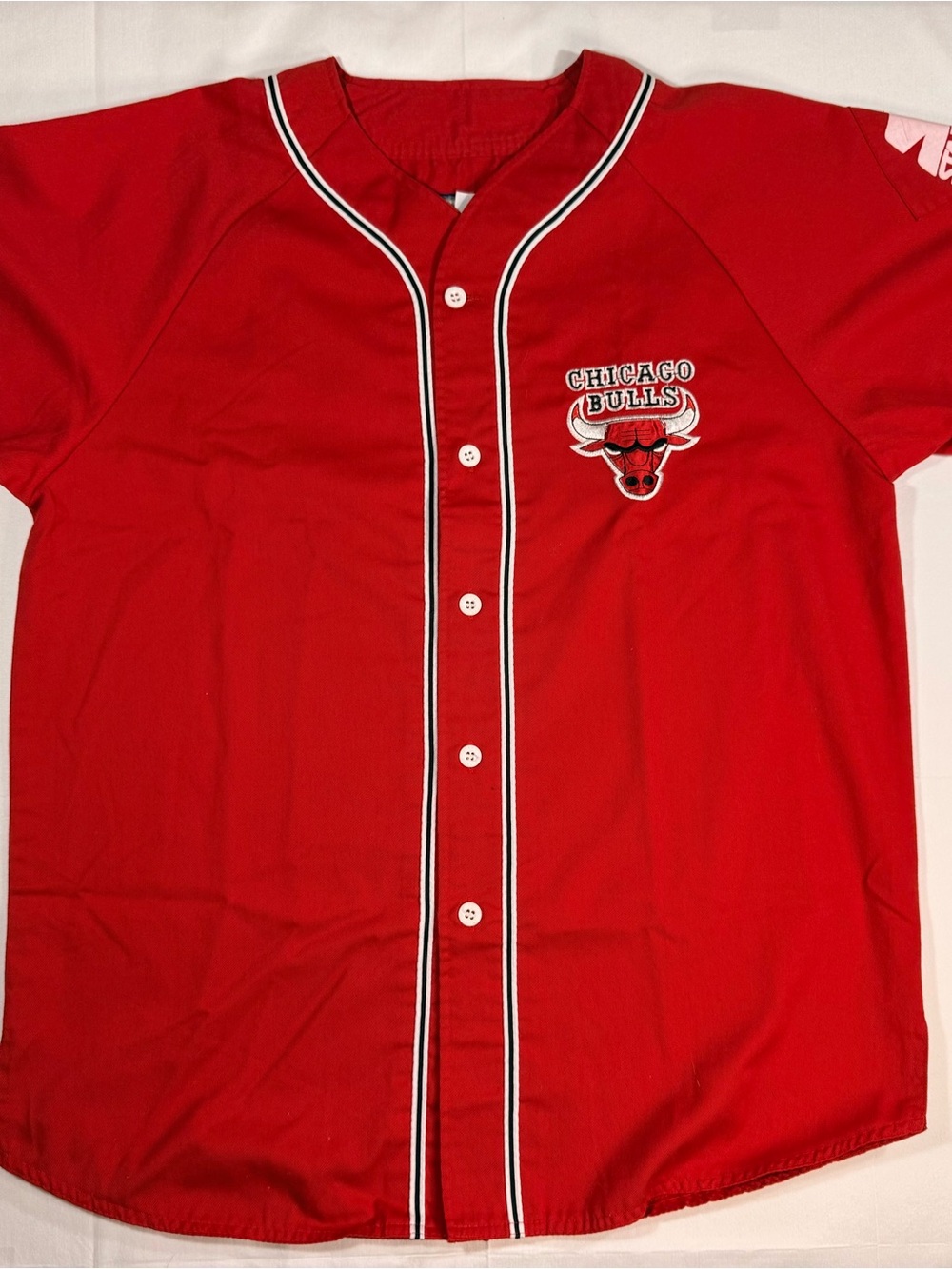 STARTER Red Chicago Bulls Polo with White and Black Trim Jersey